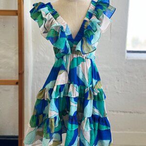 "Luxxel"blue & green backless dress - Size S